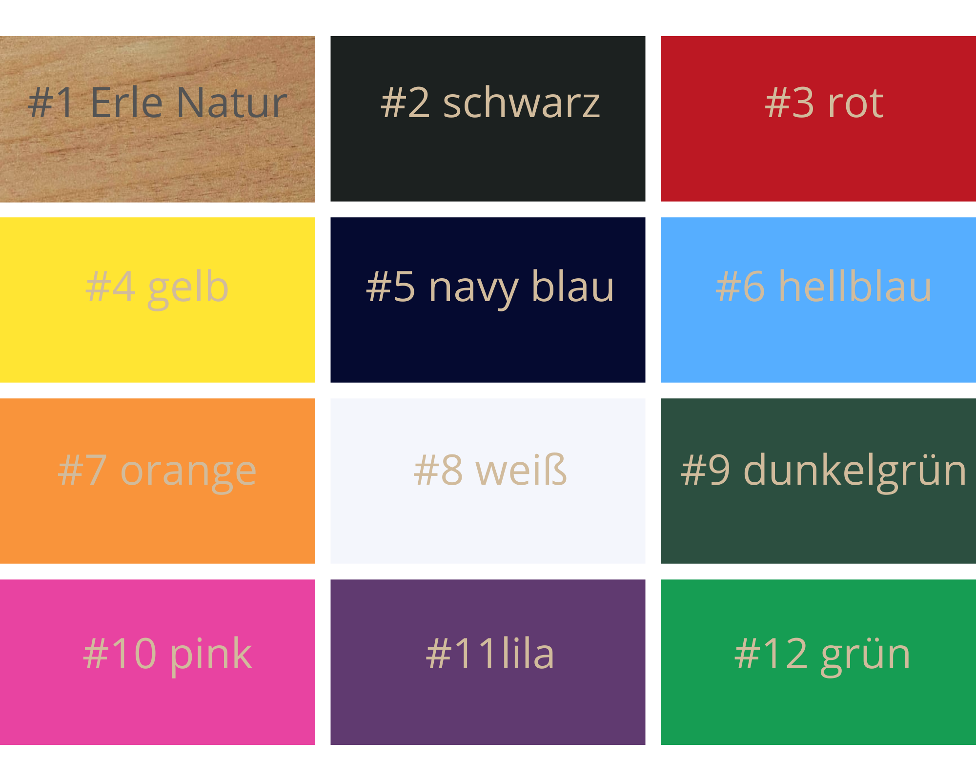 Farbtafel Holznamensschild