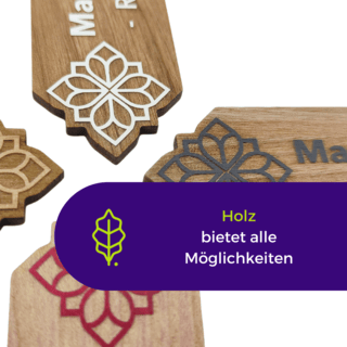 Holz bietet viele Möglichkeiten für kreative Namensschilder