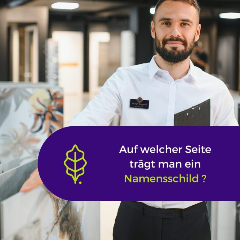Auf welcher Seite trägt man ein Namensschild?
